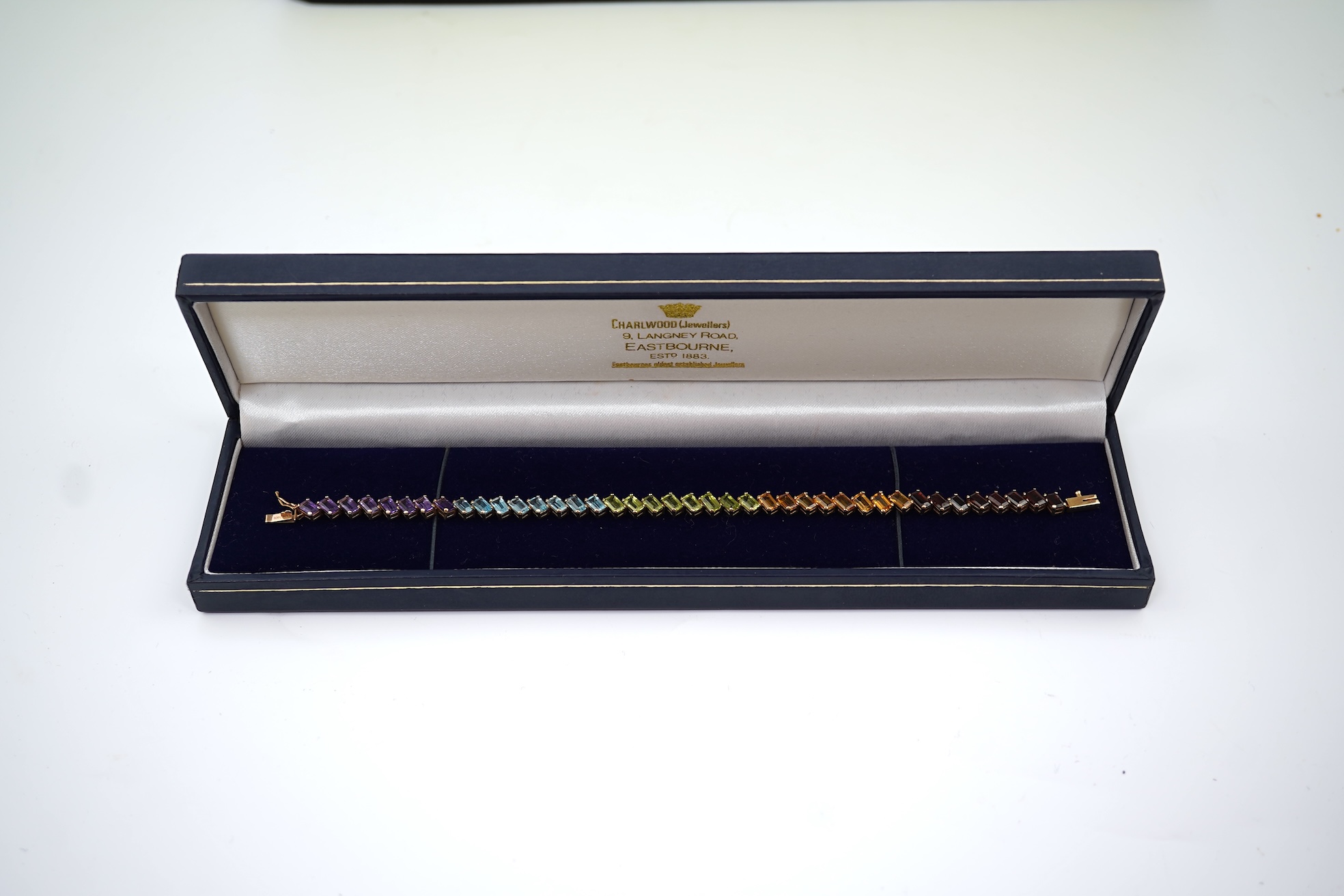 A multi-gem line bracelet